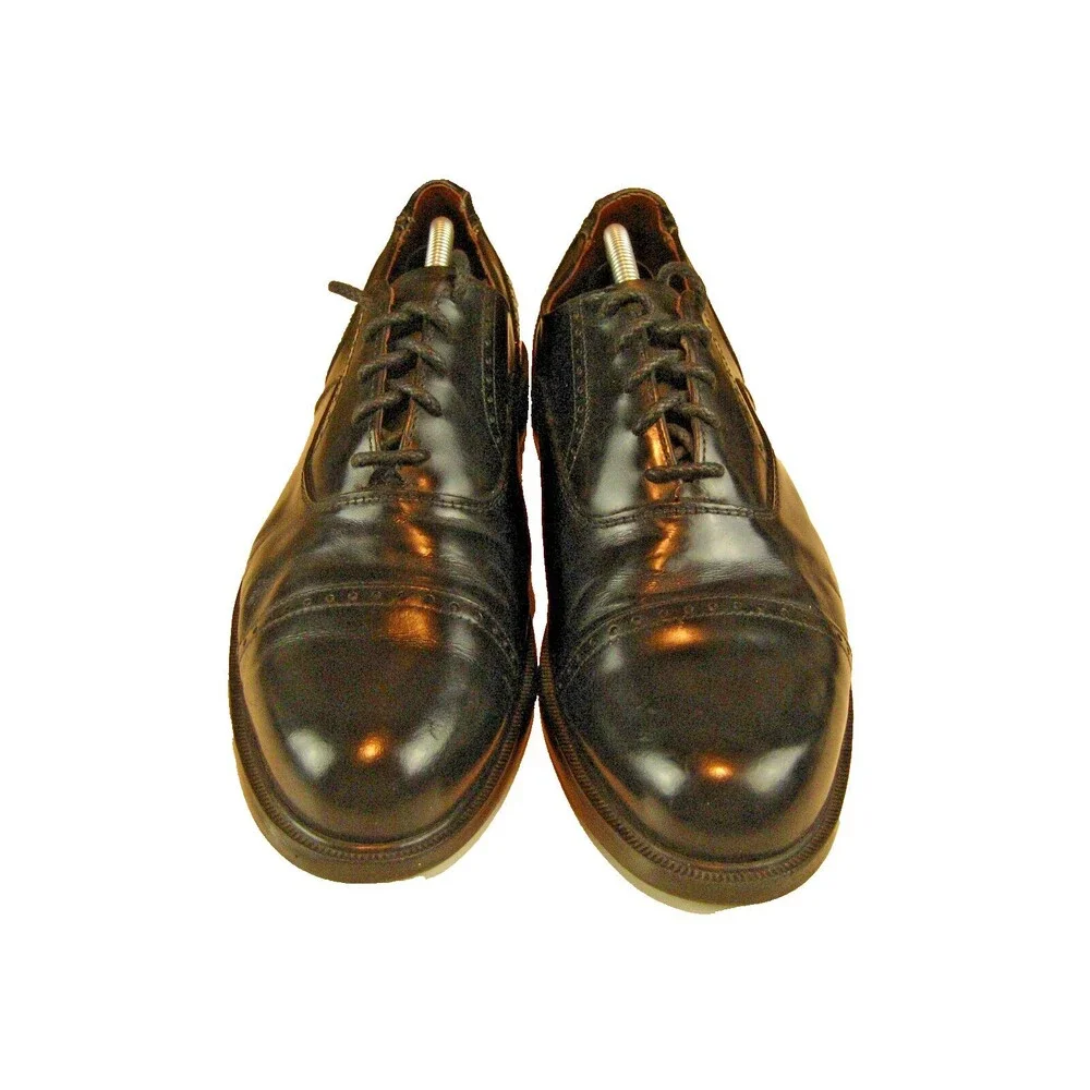 Mens Nunn Bush Black Leather Oxfords Cap Toe Lace Up Shoes sz 10.5W
